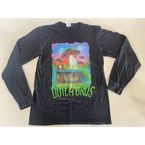 Dutch Bros Alien Out Of This World Long Sleeve Shirt Size Small Unisex Black